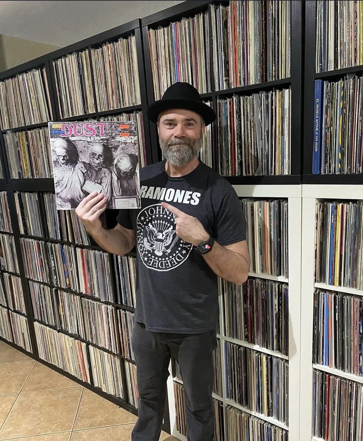 Chris flipping through crates